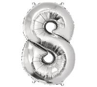 'Rayher Globo Número 8 "96 cm, BTL SB 8 96 cm 1 Pieza, Polietileno Pantalla, Plata, 21 x 13 x 0.2 cm, 6 Unidades de Medida