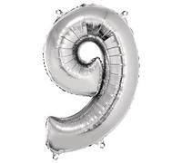 'Rayher Globo Número 9 "96 cm, BTL SB 9 96 cm 1 Pieza, Polietileno Pantalla, Plata, 21 x 13 x 0.2 cm, 6 Unidades de Medida
