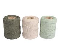 Rayher Hilo macramé, Surtido, 1mm, 3X Unos 50g, 3 carretes de 65m, eucalipto, 44009502