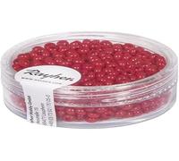 Rayher Hobby 1405618 - Cuentas de Semillas, 2,6 mm de diámetro, Opacas, Color Rojo