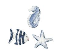 Rayher Hobby 8606800 - Juego de 9 Piezas de polirresina con Forma de Animales Marinos (2 cm, 3 variedades, Pescado, Estrella de mar, caballitos de mar, decoración marítima)