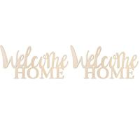Rayher Hobby - Letra de Madera con Texto Welcome Home, Certificado FSC, Natural, 24,5 x 11,6 x 0,4 cm, Decoración de Pared (Paquete de 2)