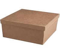 RAYHER HOBBY Rayher 71754000 Caja de papel maché cuadrada, 15,5 x 15,5 x 10,5 cm, caja con tapa, certificado FSC, para diseñar y decorar
