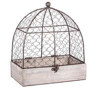 Rayher Jaula decorativa vintage, 25x14x29 cm, pajarera de metal y madera, 46347000