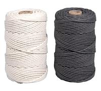 Rayher Juego de hilos macramé, 2.2mm, 2x aprox.200 g, 2 bobinas de 70 m cada u, gris pizarra, 44000562