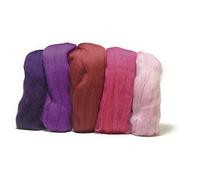 Rayher Lana merino, tonos rosados, para afieltrar y manualidades, 5 vellones de 10 g, 5365000