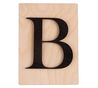 Rayher Letra de madera B en 3D, negro, 10,5x14,8 cm, sobre cuadro de madera, 63093576