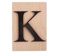 Rayher Letra de madera K en 3D, negro, 10,5x14,8 cm, sobre cuadro de madera, 63102576