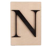 Rayher Letra de madera N en 3D, negro, 10,5x14,8 cm, sobre cuadro de madera, 63105576
