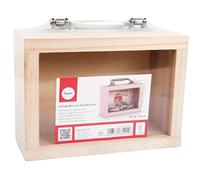 Rayher Maleta de madera para decorar, con ventana transparente y asa, 18x8x13 cm, 62842505