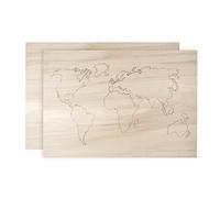 Rayher Mapa del Mundo de Madera, marrón, 42 x 29,7 x 0,4 cm, 62810000