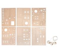 Rayher Maqueta madera casitas, 84 piezas, 7-19 cm, luces LED, decoración, 46755505