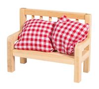 Rayher Mini Banco de Madera, FSC 100%, 8x3,5x6,2cm, +2 Cojines, Bolsa 1set, Neutro, 46820000