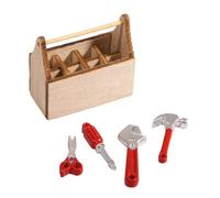 Rayher Mini Caja Herramientas Madera, FSC 100%, 4,5x2,5x4,1cm, + Herramientas, Bolsa 1se, Neutro, 46817000