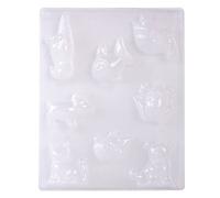 Rayher Molde de fundición: Desfile de Animales, 8 Motivos, 3,5 - 8,5 cm, tamaño: 23,2 x 18,3 cm, Color Blanco