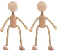 Rayher Muñeca de Madera y sisal, 14 cm, muñeco móvil para Manualidades, Figura de Madera para Pintar, con eslabones de sisal móviles, 6129800 (Paquete de 2)
