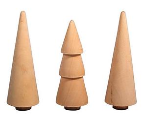 Rayher Pack 3 arbolitos de Navidad, madera, 2,9 cm ø, 7,8-8,5 cm, para decoración, 46541505