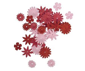 Rayher Paper-Mezcla de Flores, 1, 5-2, 5 cm, 4 Tipos, 36 Piezas, Tonos Rojos/Rosas, Multicolor