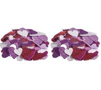 Rayher Pegatinas de corazones con purpurina, 100 ud, colores variados, goma eva, 2-3 cm ø, 30229000 (Paquete de 2)