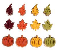 Rayher Piezas de madera Calabaza + Hojas, 3,7cm, con punto pegar, bolsa 12uds, coloreado, 46660999