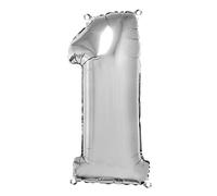 Rayher, Plata, Globo con número 1, Color Plateado, 96 cm, 1 Unidad, Película de Polietileno, 21 x 13 x 0.2 cm