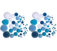 Rayher Pompones manualidades, tonos blancos y azules metalizados, 50 ud, tamaños variados, 76529000 (Paquete de 2)