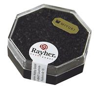 Rayher Rocallas Delica Miyuki, negro metálico mate, 7 g, 2,2 mm ø, bisutería, manualidades, 14751576