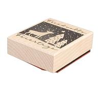 Rayher Sello de goma montado en madera con diseño de ciervo y frase para hacer tarjetas, álbumes de recortes y manualidades de temporada, 6 x 7 cm, 29213000