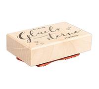 Rayher Sello de madera con diseño de estrellas de la suerte, 5 x 8 cm, sello de madera, para hacer tarjetas, sobres, regalos, sellos de texto, 29215000