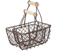 Rayher Set 2 cestas metalicas vintage, grande y pequeña, asa de madera, para decoración, 46364546
