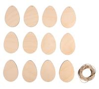 Rayher Set Huevos de Pascua madera, 4,5x6,5 cm, incluye 3 m cordel, decoración Pascua, 46779505