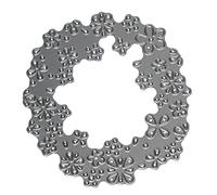 Rayher Troquel de metal con diseño de corona de flores, troquel de corte de apertura de corona de flores, troquel de papel para hacer tarjetas y álbumes de recortes, diámetro de 7,5 cm, plata, acero, 50147000