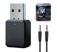 Raykce Adaptador Bluetooth 5.1 para Coche con Cable de Audio de 3,5 mm. Receptor de Audio Portátil con Salida AUX y USB para Estéreo, Ordenador, Auriculares, TV y Coche