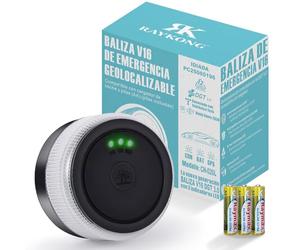 RAYKONG Baliza V16 Geolocalización DGT 3.0 | 2ª Generacion con indicadores LED | Luz Emergencia Coche - Moto Homologado por DGT | SIM y Datos Pagados hasta 2038