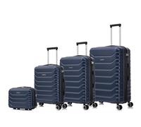 RAYKONG Conjunto de 4 Maletas ABS+PC|Neceser 29cm|Cabina 55x40x20cm|Mediana Expandible 20kg-23kg - 66x45x27.50-30cm|Grande Expandible 23kg-25kg - 75x49x31-33.50cm | AzulMarino
