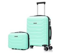 RAYKONG Maleta de Cabina 55x40x20cm Policarbonato (40L) con Neceser | semirígida Trolley pequeño Equipaje de Mano 4 Ruedas giratorios a 360º Cierre numérico (Menta)