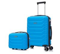 RAYKONG Maleta de Cabina 55x40x20cm Policarbonato (40L) con Neceser | semirígida Trolley pequeño Equipaje de Mano 4 Ruedas giratorios a 360º Cierre numérico (Turquesa)