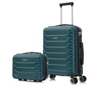 RAYKONG Maleta de Cabina 55x40x20cm Policarbonato (40L) con Neceser | semirígida Trolley pequeño Equipaje de Mano 4 Ruedas giratorios a 360º Cierre numérico (Verde)