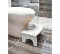RayLove Taburete de Inodoro de Madera de bambú para Adultos, Taburete de Inodoro de 16.5 centímetro, Taburete de Inodoro de baño para Adultos con Almohadilla Antideslizante (Blanco)