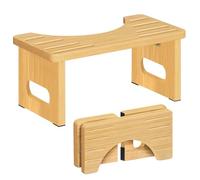 RayLove Taburete para Inodoro, reposapiés de bambú con Almohadillas Antideslizantes, Ahorra Espacio, Plegable, Resistente a 35 Grados, Taburete en Forma de C (Color Original)