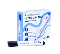 Raylu Paper 12 Rotuladores Negros para Pizarra Blanca, Rotulador para Pizarra de Punta Redonda de 3mm de Borrado en Seco, No Tóxicos, para Pizarra Blanca y Pizarra Magnética (Negro, 12ud)