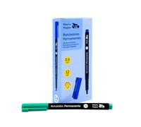 RAYLU PAPER - 12 Rotuladores Permanentes de Punta Fina, Rotulador Permanente con Secado Rápido, Resistente al Agua y a la Decoloración, para Oficina, Escuela y Uso Profesional (Verde, 0.6mm)