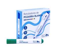 Raylu Paper 12 Rotuladores Verde para Pizarra Blanca, Rotulador para Pizarra de Punta Redonda de 3mm de Borrado en Seco, No Tóxicos, para Pizarra Blanca y Pizarra Magnética (Verde, 12ud)