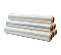 Raylu Paper - 6 rollos de film para Embalaje y para Paletizar, Rollo de Papel Film Resistente de Plástico con Alta Elasticidad para Mudanzas y Envíos (Transparente, 6 unidades)