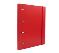 Raylu Paper® - Archivador 4 anillas con 6 separadores de colores y recambios de 100 hojas A4 de 90 gr con cuadrículas 4x4mm, carpeta con 4 anillas de 30 mm. sistema rado, lomo de 60mm. (Rojo)