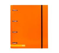 Raylu Paper - Archivador de 4 Anillas con Recambio A4 de 100 Hojas 5x5mm y 6 Separadores de Colores, Carpesano con Cierre de Goma Elástica (Naranja)