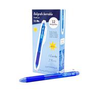 RAYLU PAPER® - Bolígrafo Borrable Retráctil, Tinta De Gel, Punta de 1 mm y trazo de 0,7 mm. (12 Azules)