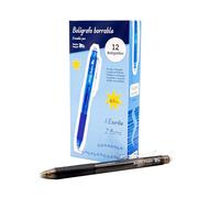 RAYLU PAPER® - Bolígrafo Borrable Retráctil, Tinta De Gel, Punta de 1 mm y trazo de 0,7 mm. (12 Negros)