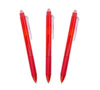 RAYLU PAPER® - Bolígrafo Borrable Retráctil, Tinta De Gel, Punta de 1 mm y trazo de 0,7 mm. (3 Rojos)