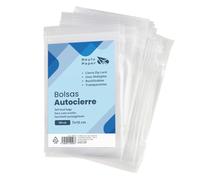 RAYLU PAPER - Bolsas Auto Cierre Zip, Pack de 100 Bolsas de Plástico Transparente Reutilizables, usos Múltiples, Hecho en Europa (7 x 10)
